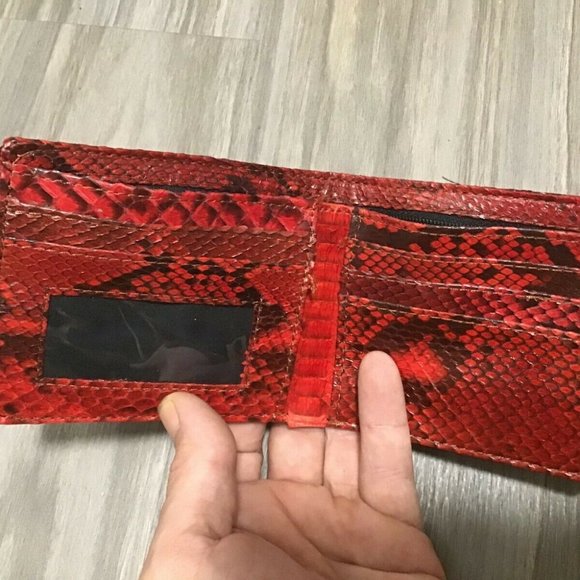 COPY - Snakeskin genuine python zipper wallet red black b - Picture 3 of 4